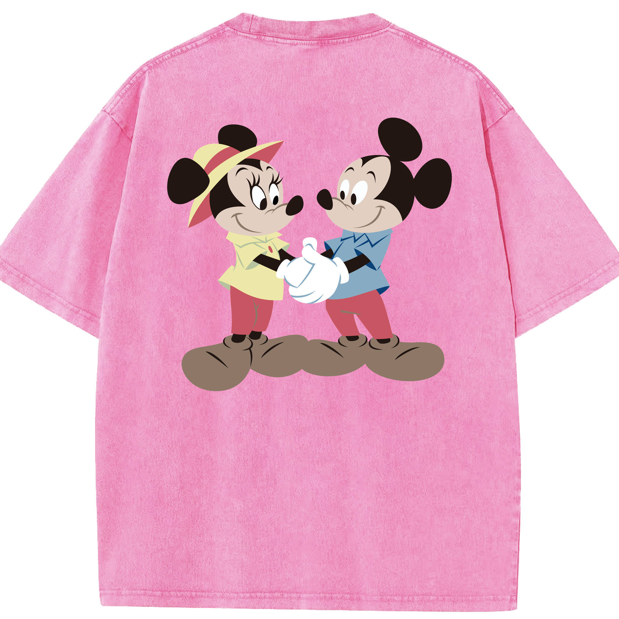 （画像用） ミッキーマウス Mickey Mouse 綿100% ヴィンテージ風 半袖Tシャツ（背面プリント）